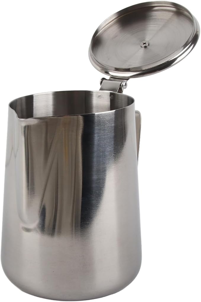 Espresso Steaming Pitcher, Stainless Steel Frothing Pitcher Milk Frothing Pitcher Jug with Lid Latte Coffee Art Tool (1000ml)