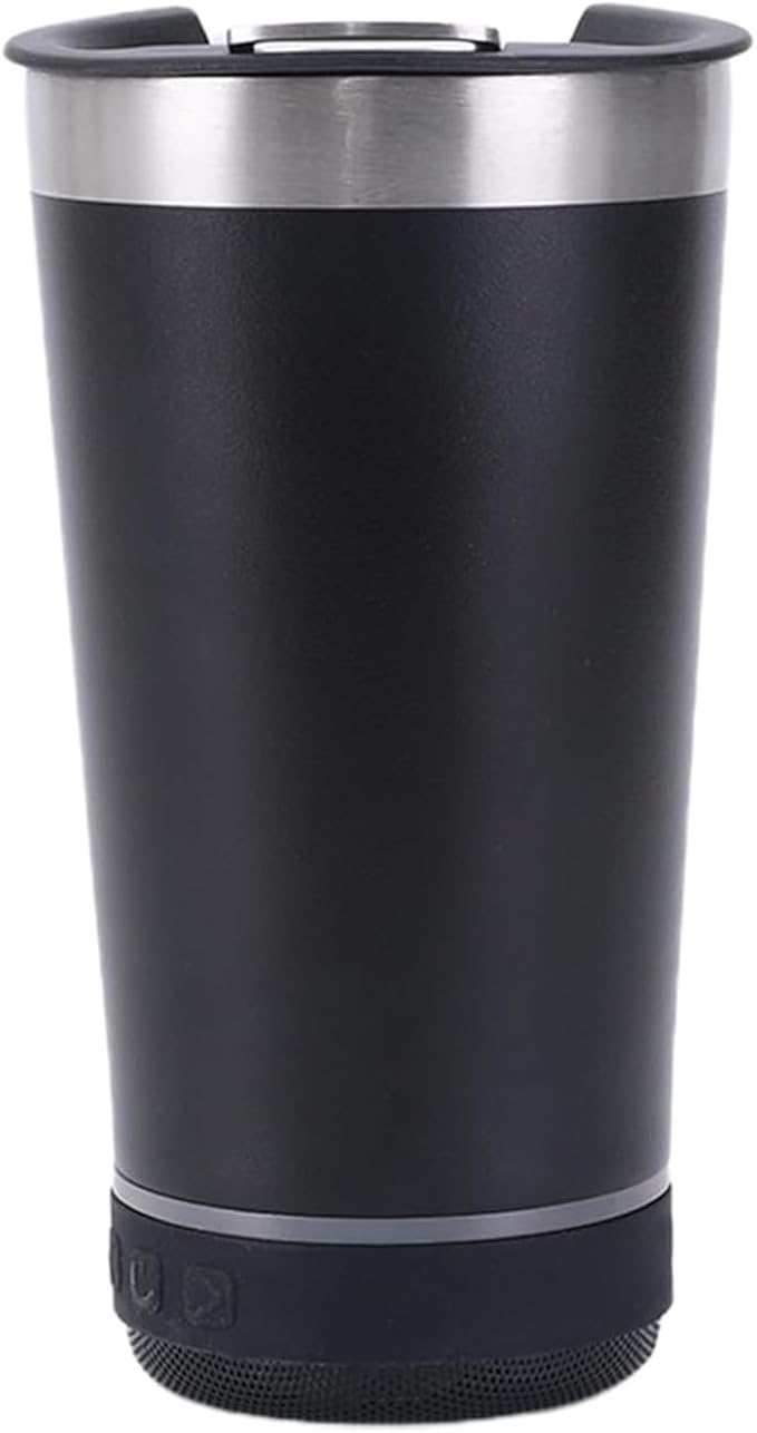 Black Tumbler with Bluetooth Speaker, Insulated Stainless Steel Travel Cup with Lid,MusicTumbler Cup with Speaker,Stainless Steel Speaker Tumbler for Gym, Office