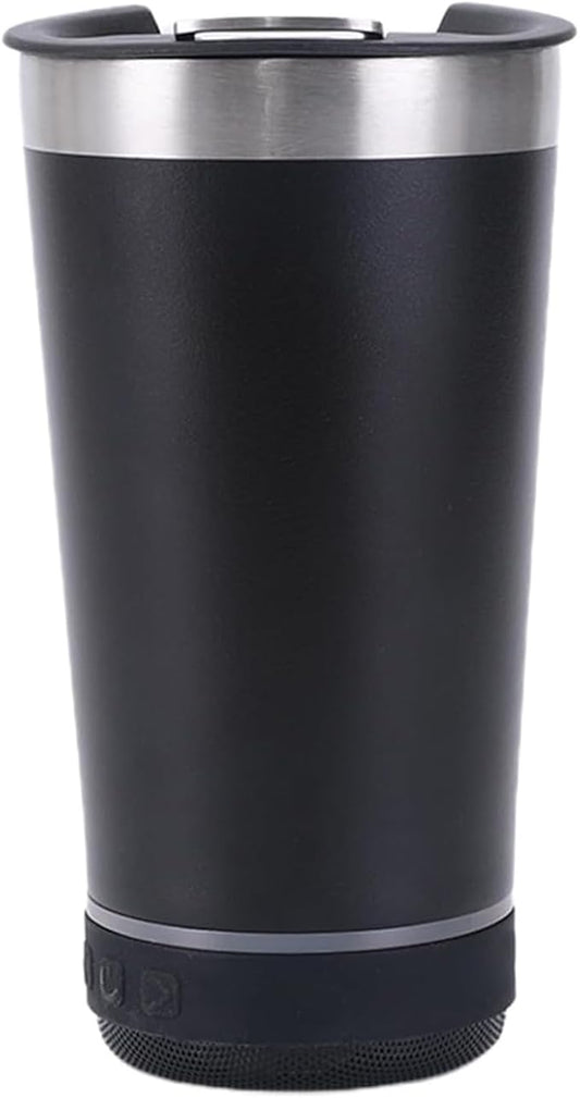 Black Tumbler with Bluetooth Speaker, Insulated Stainless Steel Travel Cup with Lid,MusicTumbler Cup with Speaker,Stainless Steel Speaker Tumbler for Gym, Office