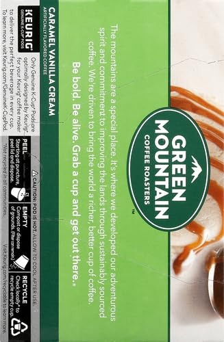 Green Mountain Coffee Roasters Caramel Vanilla Cream Keurig Single-Serve K-Cup pods, Light Roast Coffee, 12 Count