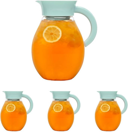 Primula The Big Iced Tea Maker and Infuser, Plastic Beverage Pitcher with Leak Proof, Airtight Lid, Fine Mesh Reusable Filter, Made without BPA, Dishwasher Safe, Aqua (Pack of 4)