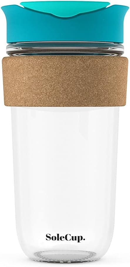 Large Travel Mug - Reusable Insulated Coffee Mug - 18oz/530ml BPA-Free Hot Drink Travel Mug with Lid & Cork Band (Blue, 18oz)
