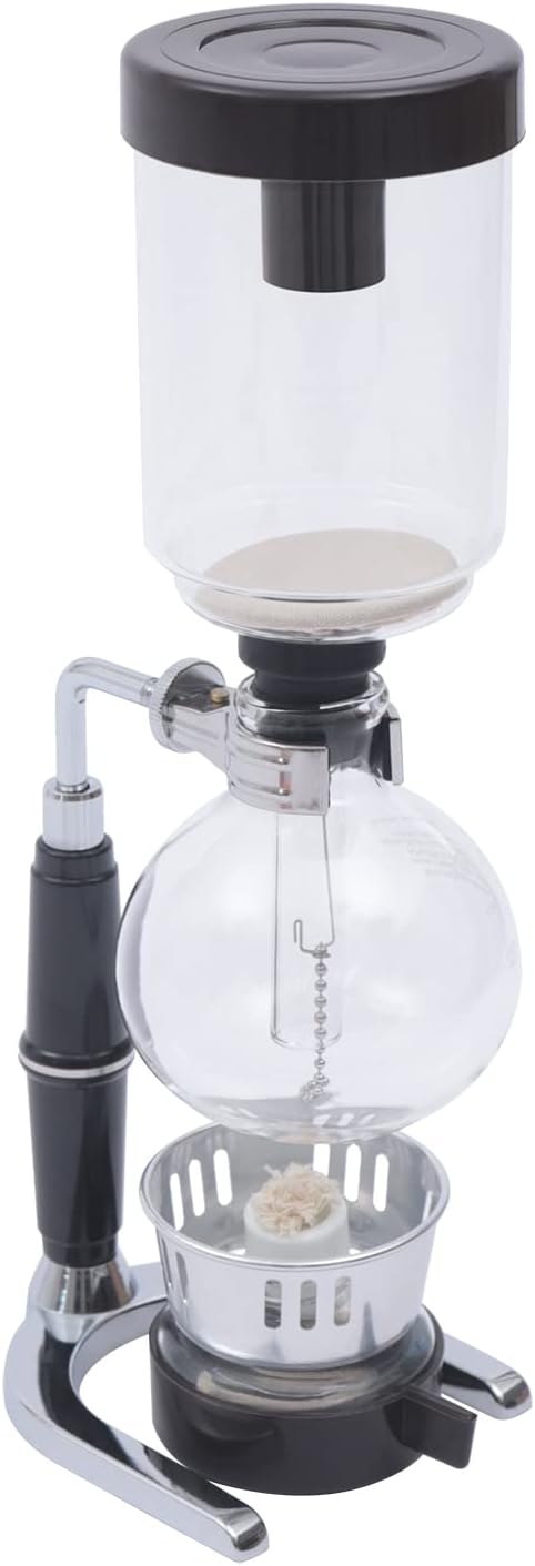 SHATUOA Vintage Siphon Coffee Maker 3-Cup (360ml), Glass Siphon Pot with Spoon & Stir Stick, Rich Flavor Extraction with Alcohol Lamp, Elegant Home/Office/Café Brewer