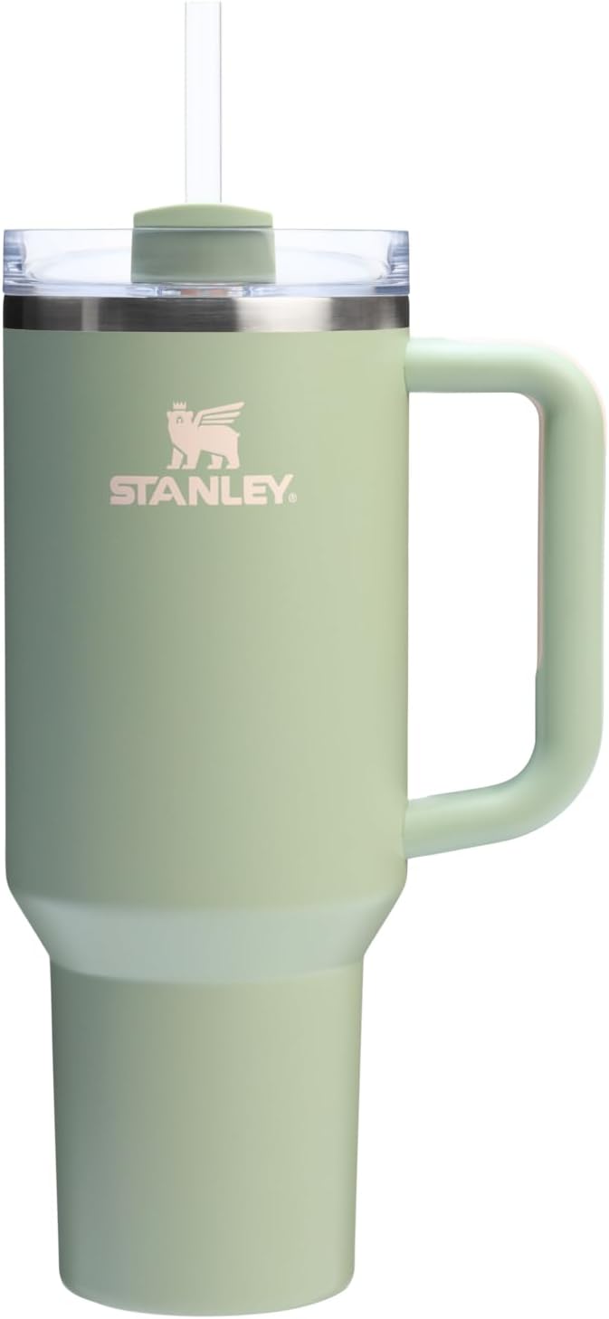 STANLEY Quencher H2.0 Tumbler with Handle and Straw - 40 Fluid Ounces, Flowstate 3-Position Lid, Insulated Stainless Steel, BPA-Free, Cup Holder Compatible, Lichen