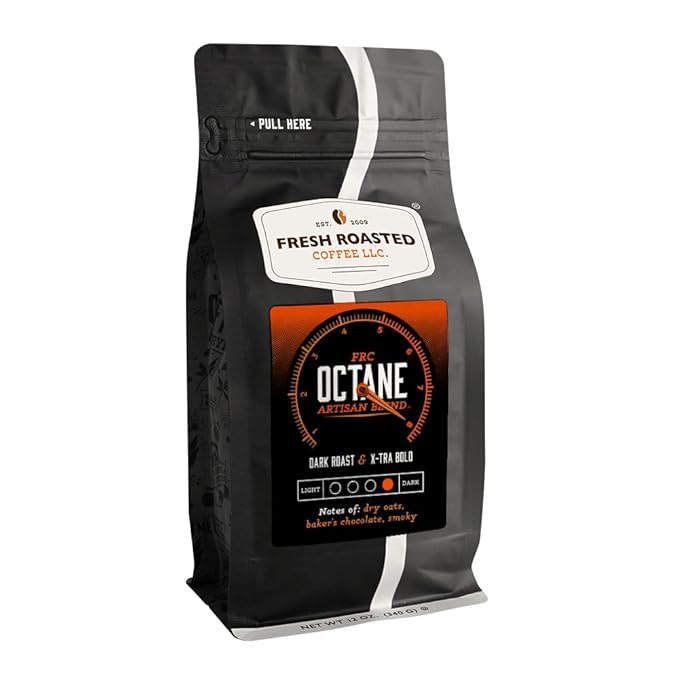 Fresh Roasted Coffee, Octane, 12 oz, Dark Roast, Kosher, Whole Bean