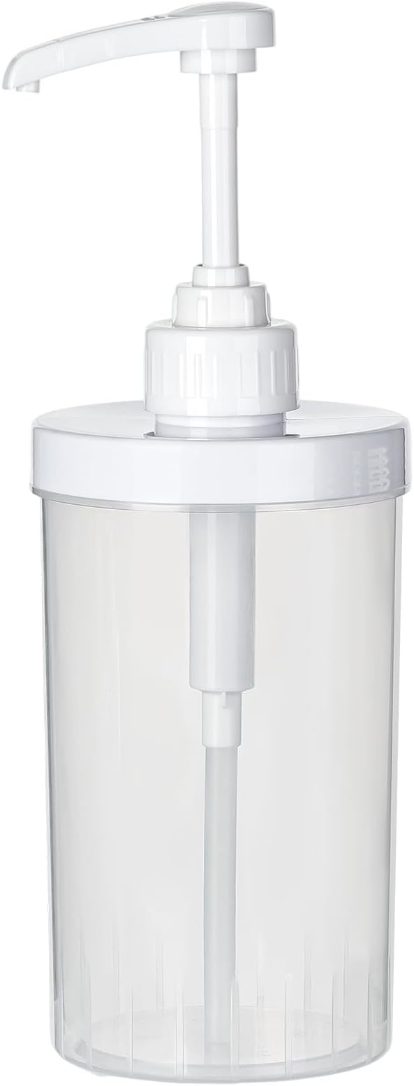 Uceoo Coffee Syrup Dispenser, Plastics Syrup Bottle with Plastic Pump, 33.8 Oz Large Capacity Circular Syrup Pump Dispensers for Coffee Bar, Simple Pump Bottle for Honey, Condiments, Salad Dressings