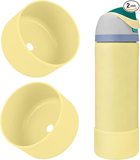 2PCS Silicone Water Bottle Boot, Compatible with Owala 24oz 32oz 40oz, Protective Anti-Scratch & Anti-Dent No Noise Sleeve Cover for FreeSip/Twist/Flip Water Bottles (Sunny Daze, 24oz)