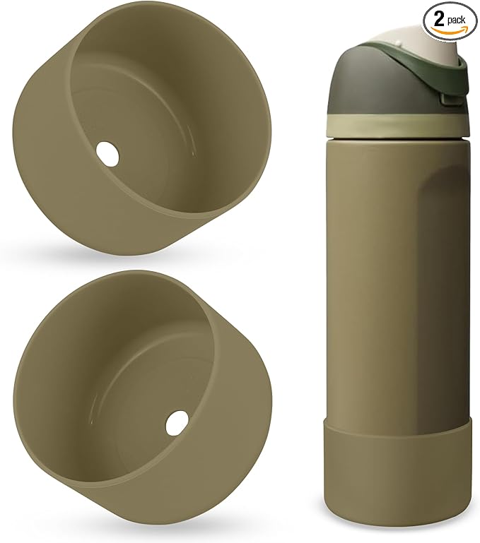 2PCS Silicone Water Bottle Boot, Compatible with Owala 24oz 32oz 40oz, Protective Anti-Scratch & Anti-Dent No Noise Sleeve Cover for FreeSip/Twist/Flip Water Bottles (Off Road, 24oz)