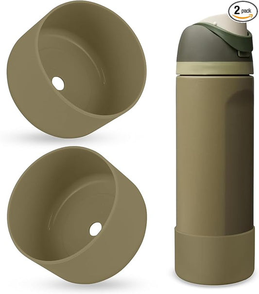 2PCS Silicone Water Bottle Boot, Compatible with Owala 24oz 32oz 40oz, Protective Anti-Scratch & Anti-Dent No Noise Sleeve Cover for FreeSip/Twist/Flip Water Bottles (Off Road, 24oz)