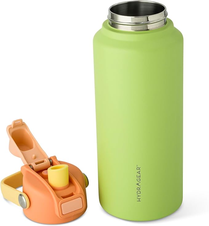 Hydragear RIO Stainless Steel Water Bottle – 32 oz (946 ml) – Double-Wall Vacuum Insulated with Push-Open Lid – BPA-Free - Radioactive