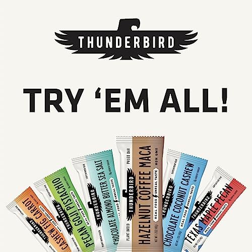 Thunderbird Bars Energy Snack, Gluten-Free with Protein, Healthy Real Food, Vegan Paleo Non-GMO, No Added Sugar, Sweet Spicy Savory Variety Flavor Pack (6 Count, 2 of Each Flavor, 1.7 oz. Bars)