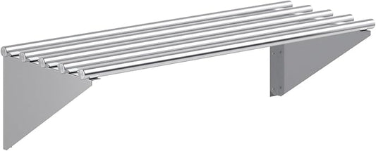Premium Stainless Steel Tubular Wall Shelf – 14" D x 36" L | NSF Certified | Equipment & Appliance Shelf for Kitchen, Restaurant, Garage, Utility Room