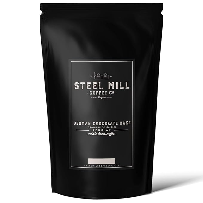 Steel Mill Coffee Co. German Chocolate Cake Flavored Coffee - 2 LB Whole Bean, Medium Roast, 100% Arabica, Vegan, Gluten-Free, Sugar-Free, Gourmet Coffee