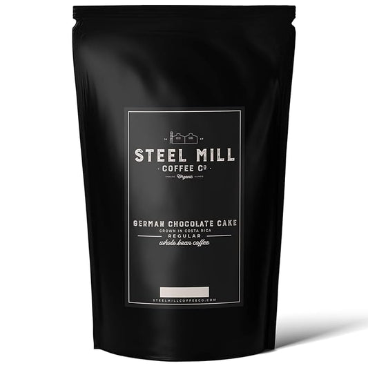 Steel Mill Coffee Co. German Chocolate Cake Flavored Coffee - 2 LB Whole Bean, Medium Roast, 100% Arabica, Vegan, Gluten-Free, Sugar-Free, Gourmet Coffee