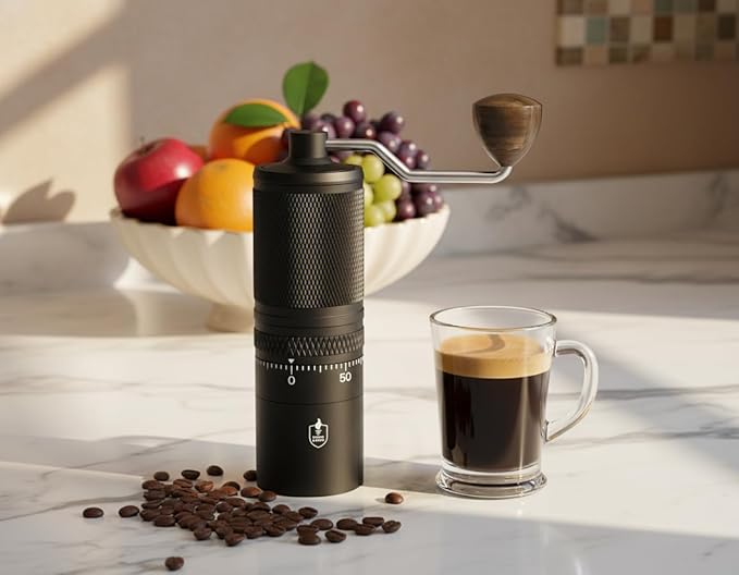 Fiamma & Ferro Titanium+ Precision Manual Coffee Grinder | Titanium-coated Stainless Steel Conical burrs | 60 Grind Settings | For Espresso, French Press, Pour Over & Turkish grind