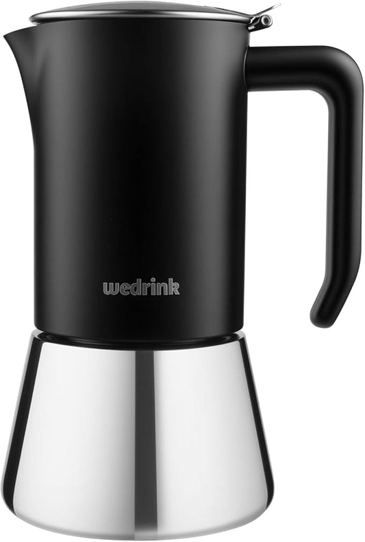 wedrink Stovetop Espresso Maker 4 Espresso Cups Stainless Steel Moka Pot for Greca, Induction, Electric & Gas Stoves(6.5 OZ/200ml)