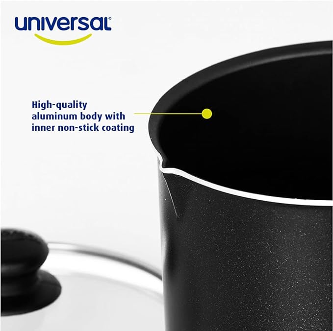 Universal (51 Oz - 1.6 Quart) Non-stick Milk Pitcher with Glass Lid, Aluminum Frothing Jug
