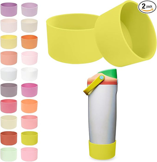 2PCS Silicone Boots for Owala 30oz & 40oz FreeSip Sway Bottles & Tumblers – Non-Slip, Scratch-Resistant, Stability Enhancer for Owala Accessories (Opal Dream Yellow)