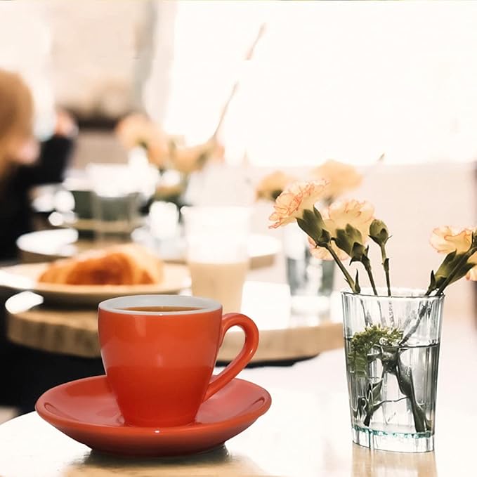 ionEgg Porcelain Espresso Cup with Saucer, Espresso shot Cup, 80ml/2.7Oz, Orange