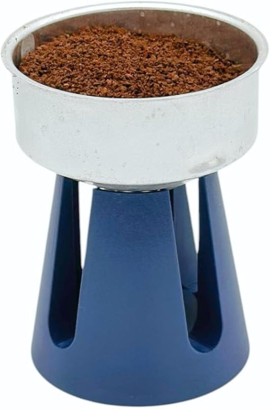 Stovetop Espresso Maker Funnel Stand - Greca Coffee Dosing Holder, Fits 3-Cup & 6-Cup Filter Baskets, Handmade (Matte dark blue)