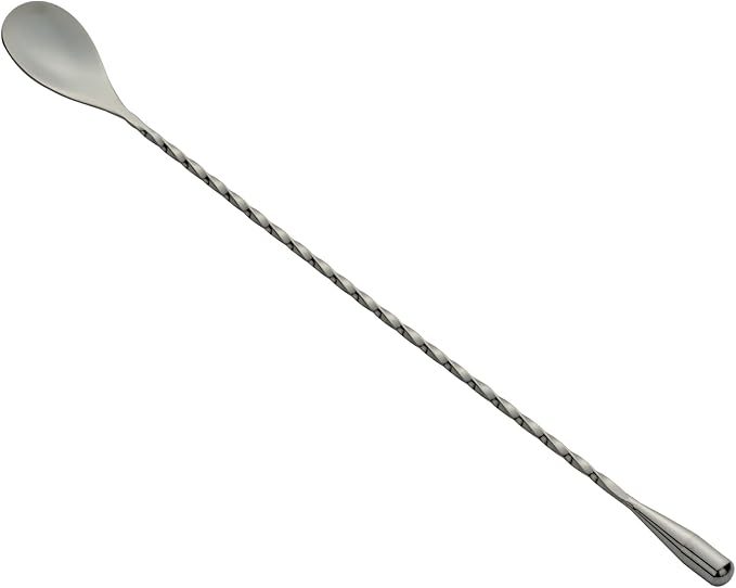 Restaurantware Bar Lux 12 Inch Bar Spoon 1 Corkscrew Handle Cocktail Stirrer Spoon - Long Commercial Black Plated Stainless Steel Cocktail Mixing Spoon For Stirring And Mixing