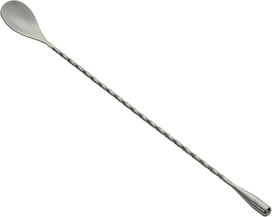 Restaurantware Bar Lux 12 Inch Bar Spoon 1 Corkscrew Handle Cocktail Stirrer Spoon - Long Commercial Black Plated Stainless Steel Cocktail Mixing Spoon For Stirring And Mixing