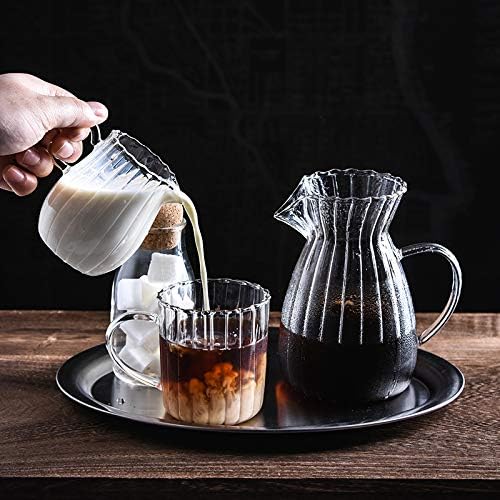 CHOOLD Creative Embossed Stripe Clear Crystal Glass Creamer Pitcher/Serving Pitcher/Sauce Pitcher/Milk Coffee Creamer Jug for Kitchen(15 oz)