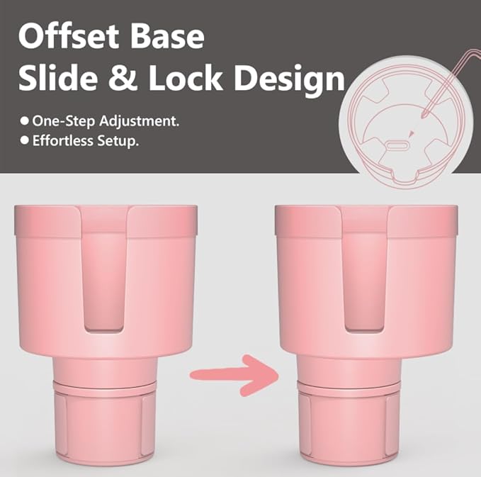 Seven Sparta 2 Pack Car Cup Holder Expander with Adjustable Base, Compatible with Hydro Flasks 32/40 Ounce, Compatible with Yeti Ramblers 20/26/30 Ounce, Other Bottles in 3.4"-3.8" (Pink)