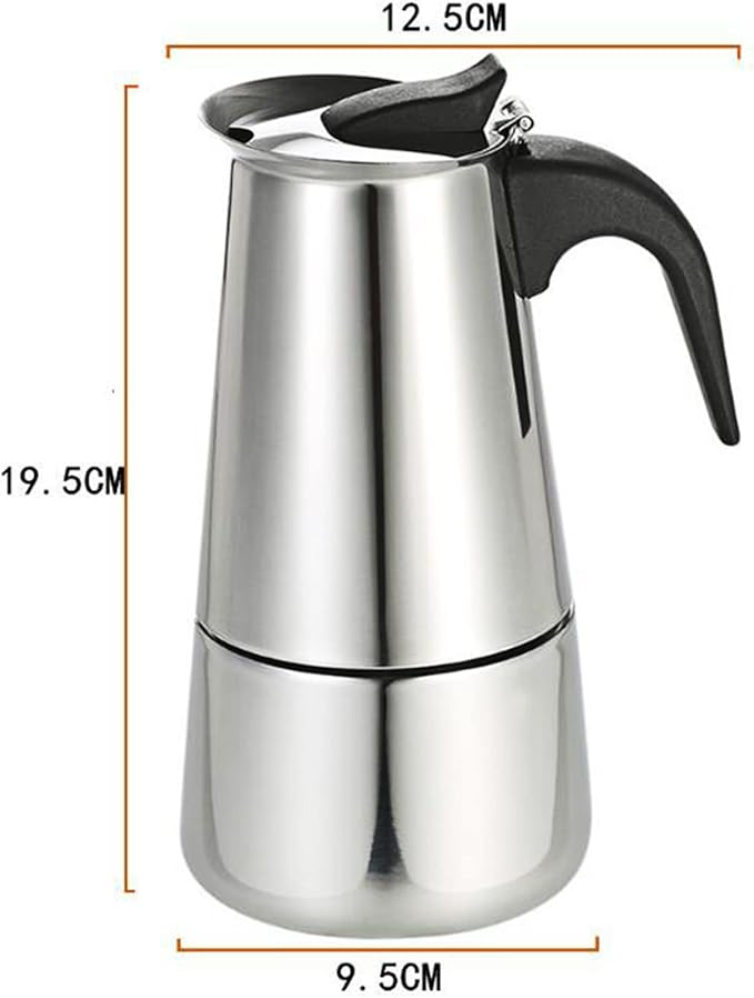 Stovetop Espresso Maker, Stainless Steel Moka Pot Coffee Pot Mocha Greca Machine Maker Multifunctional Moka Pot for Home and Camping (6 Cup)