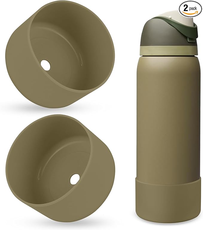 2PCS Silicone Water Bottle Boot, Compatible with Owala 24oz 32oz 40oz, Protective Anti-Scratch & Anti-Dent No Noise Sleeve Cover for FreeSip/Twist/Flip Water Bottles (Off Road, 32oz)