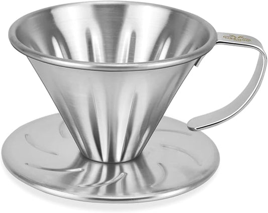 MERMOO YILAN Pour Over Coffee Dripper Stainless Steel Metal Reusable Cone Coffee Filter Slow Brewing Accessories for Home Cafe Restaurants(S)