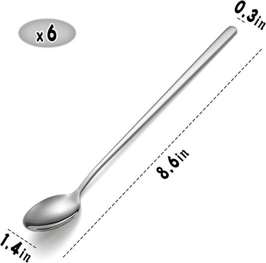 Ice Tea Spoon Set of 6 Stainless Steel Coffee Stirrers Spoons Cocktail Stir Sticks Spoons with Long Handle for Bar Coffee Cocktail
