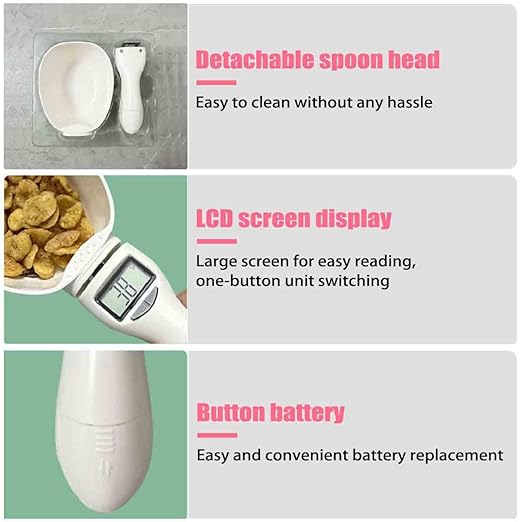 Digital Measuring Spoon Scale,Food Measuring Scoop Scale,ABS Kitchen Weight Scale for Food with LCD Screen,High Precision,for Cooking,Baking,Coffee and Pet Portion Control