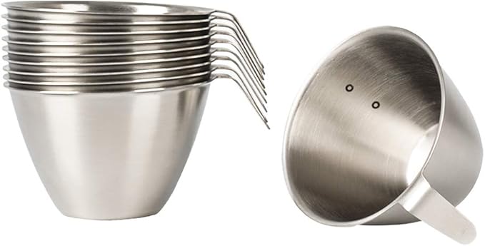 2oz Espresso Shot Cup, watchget Espresso Measuring Cup with Handle and Insdie Mark Stainless Steel Measuring Shot Cup for Barista Cafe Home Professional Espresso Coffee Accessories