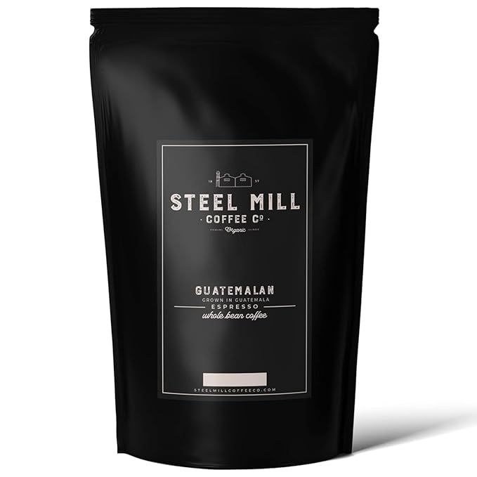 Steel Mill Coffee Co. | Guatemalan Single-Origin Gourmet Coffee | 2 LB Bag | Whole Bean | Medium Roast | Grown in Central America | 100% Arabica Beans