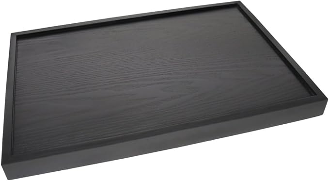 Serving Tray Black Large Food Breakfast Wood Butler Tray with Handle 17.77 x 13.72 x 1.78