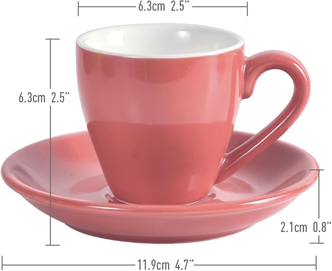 ionEgg Porcelain Espresso Cup with Saucer, Espresso shot Cup, 80ml/2.7Oz, Pink