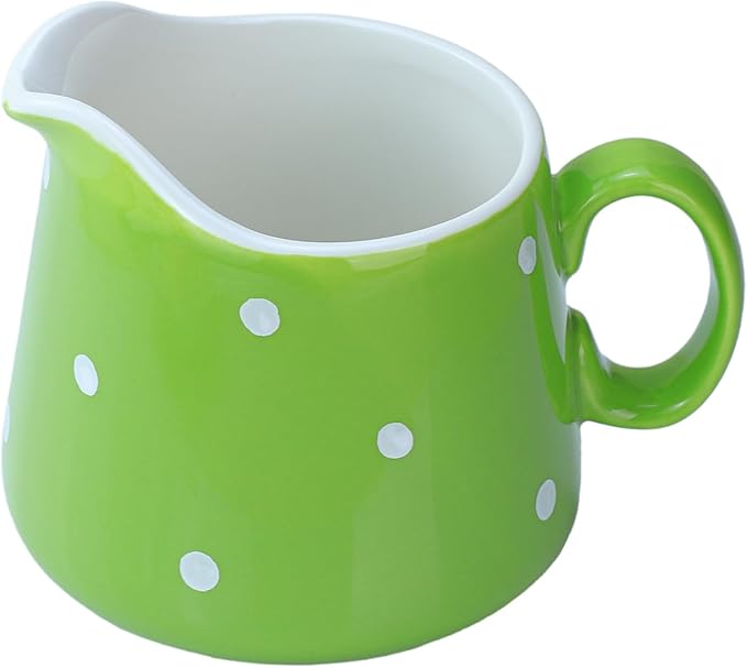 CHOOLD Polka Dot Ceramic Milk and Creamer Jug with Handle, 8.5oz