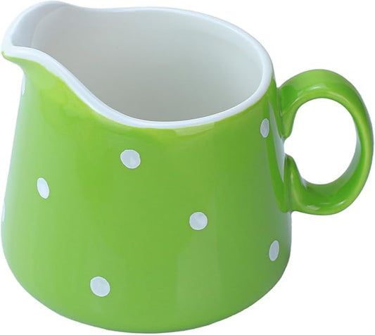 CHOOLD Polka Dot Ceramic Milk and Creamer Jug with Handle, 8.5oz