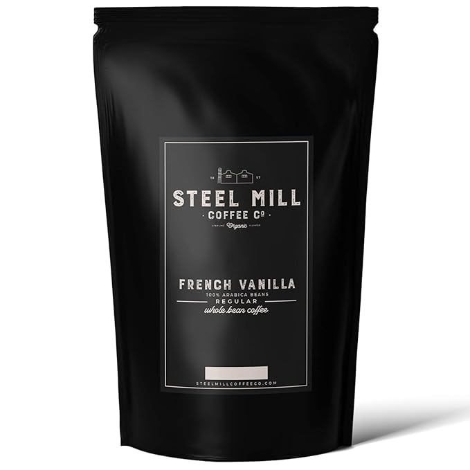 Steel Mill Coffee Co. French Vanilla Flavored Coffee | 2 LB/Whole Bean/Regular | Grown in Colombia