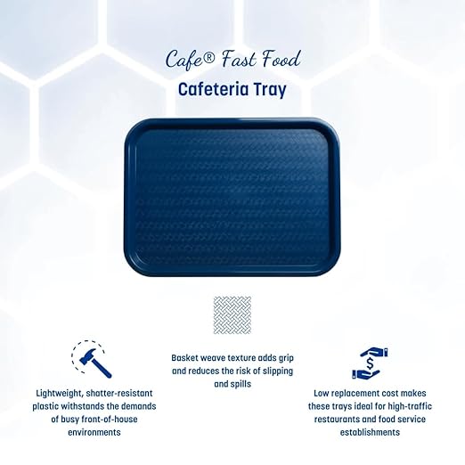 Carlisle FoodService Products CT101414 Café Standard Cafeteria / Fast Food Tray, 10" x 14", Blue (Pack of 24)