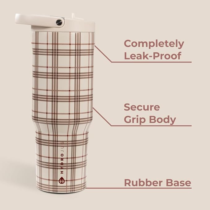HydroJug Sport - Stainless Steel Tumbler with Straw, Vacuum Insulated, 32oz Leakproof Water Bottle, Ergonomic Design, Reusable, Dishwasher Safe, Rubber Base, Durable for Gym or Outdoors, Blair