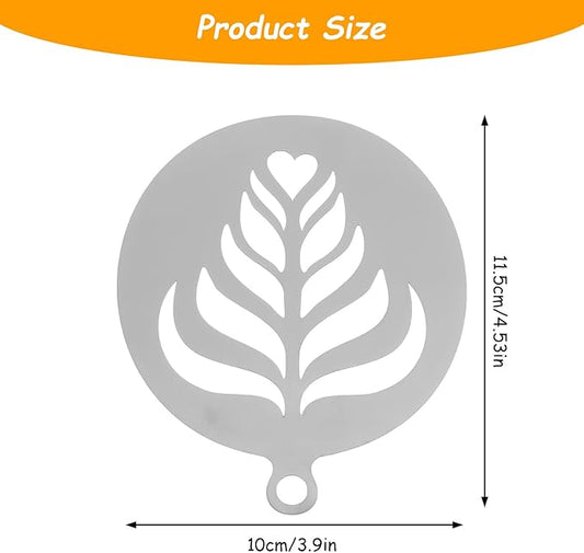 4 Pcs Coffee Stencils Latte Art, Latte Art Stencils Stainless Steel Construction, Coffee Stencil Short Handle Design for Professional Home Cafe and Baking Decoration Use