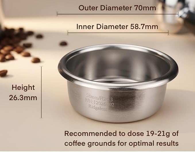 Espresso Accessories, 18g Convex Arc Espresso Basket – 715 Precision Holes (0.3mm), Slow-Flow Ridgeless Design for Sweet & Balanced Espresso Extraction