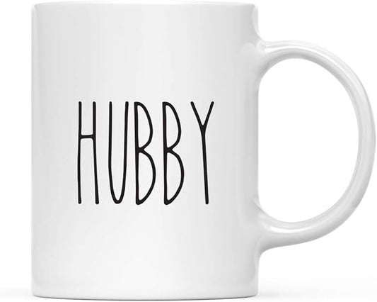 Andaz Press Simple Rustic Farmhouse Kitchen Decor 11oz. Ceramic Coffee Tea Mug Gift, Hubby, 1-Pack, Birthday Christmas Gift Ideas for Family, Friends