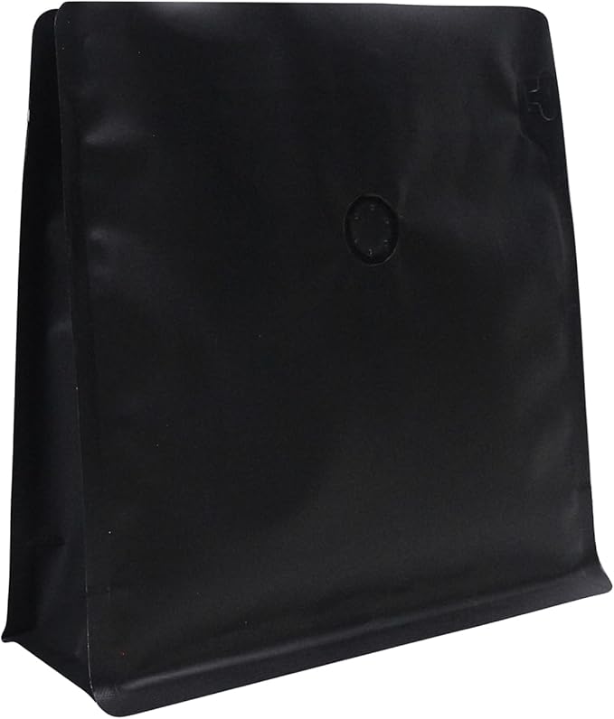 60 Pack High Barrier Stand-Up Coffee Bean Bags with Vented Valve Matte Metallic Heat-Sealable & Resealable Solid Color Pouches (Square,5.3 * 5.5 inch,1/4 lb,Black)