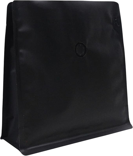 60 Pack High Barrier Stand-Up Coffee Bean Bags with Vented Valve Matte Metallic Heat-Sealable & Resealable Solid Color Pouches (Square,5.3 * 5.5 inch,1/4 lb,Black)