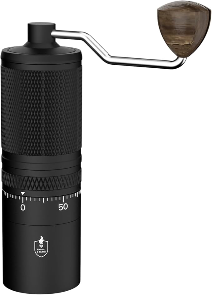 Fiamma & Ferro Titanium+ Precision Manual Coffee Grinder | Titanium-coated Stainless Steel Conical burrs | 60 Grind Settings | For Espresso, French Press, Pour Over & Turkish grind