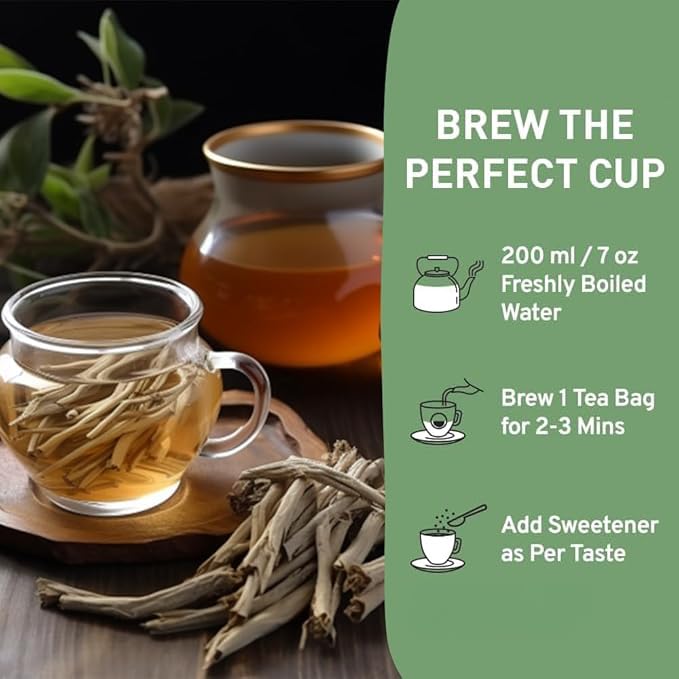 HANDPICK, Ashwagandha Root Tea (100 tea Bags) | Caffeine Free, Gluten Free | Packed in Ecofriendly Tea Bags