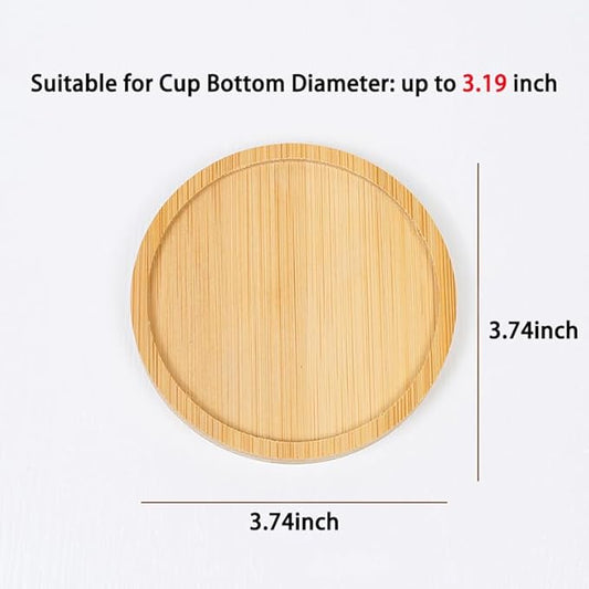 Wood Coasters Set of 4 - Handcrafted Drink Coaster Thick Heat-Resistant for Office, Bar, Farmhouse - Natural Bamboo Drink Cup Coasters for Table Protection